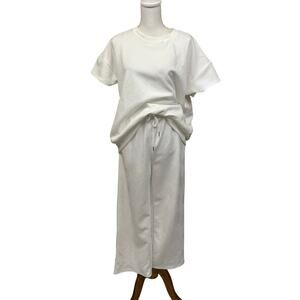 Ivory casual pants set, size large, athleisure, loungewear, sporty, chic